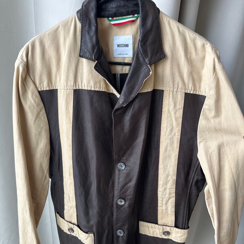 Moschino Leather and Linen Jacket